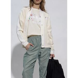 Adidas Button Down Cardigan With Logo Cream Cream White IP3761 Womens Small